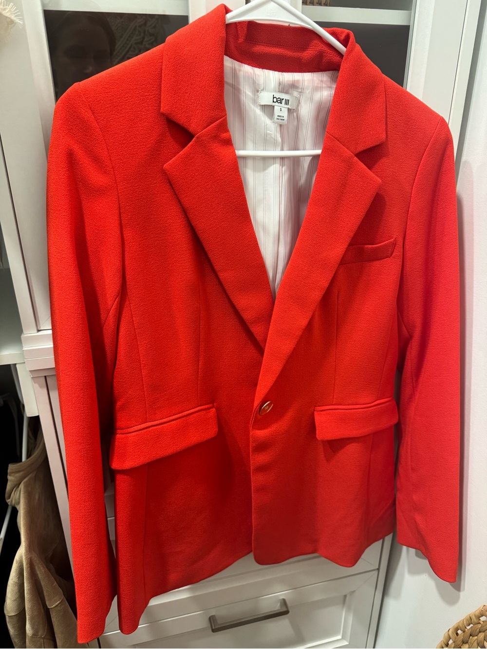 Bar III Bright Red Single-Button Notch Lapel Blazer